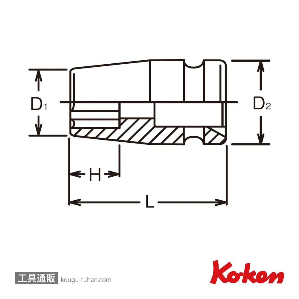 コーケン 15410M-22 5/8"インパクトサーフェイスソケット 22mmの画像