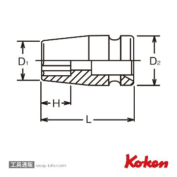 コーケン 15410M-22 5/8"インパクトサーフェイスソケット 22mmの画像