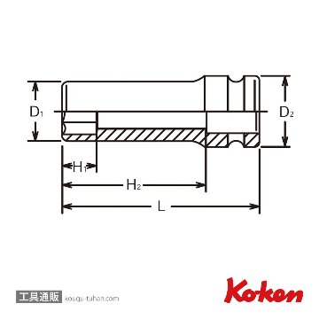 コーケン 15300M-22 5/8"インパクト6角ディープソケット 22mmの画像