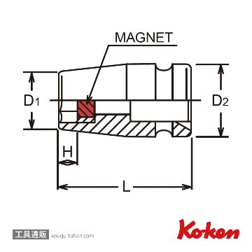 コーケン 13400AG-11/32 3/8"インパクト6角ソケット(マグネット)画像