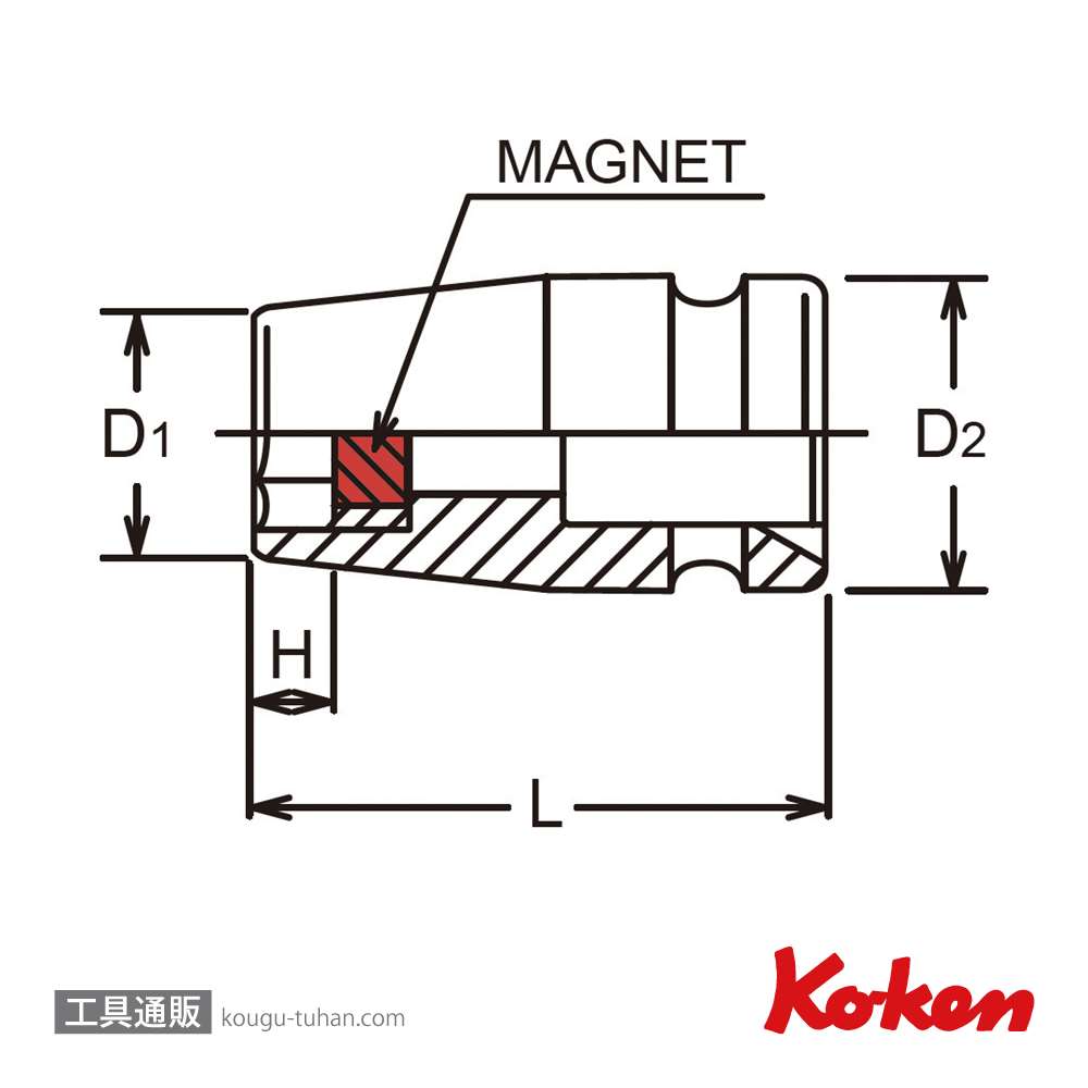 コーケン 13400AG-3/4 3/8"インパクト6角ソケット(マグネット)画像
