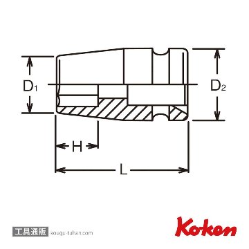 コーケン 15400A-9/16 5/8"インパクト6角ソケット 9/16"画像