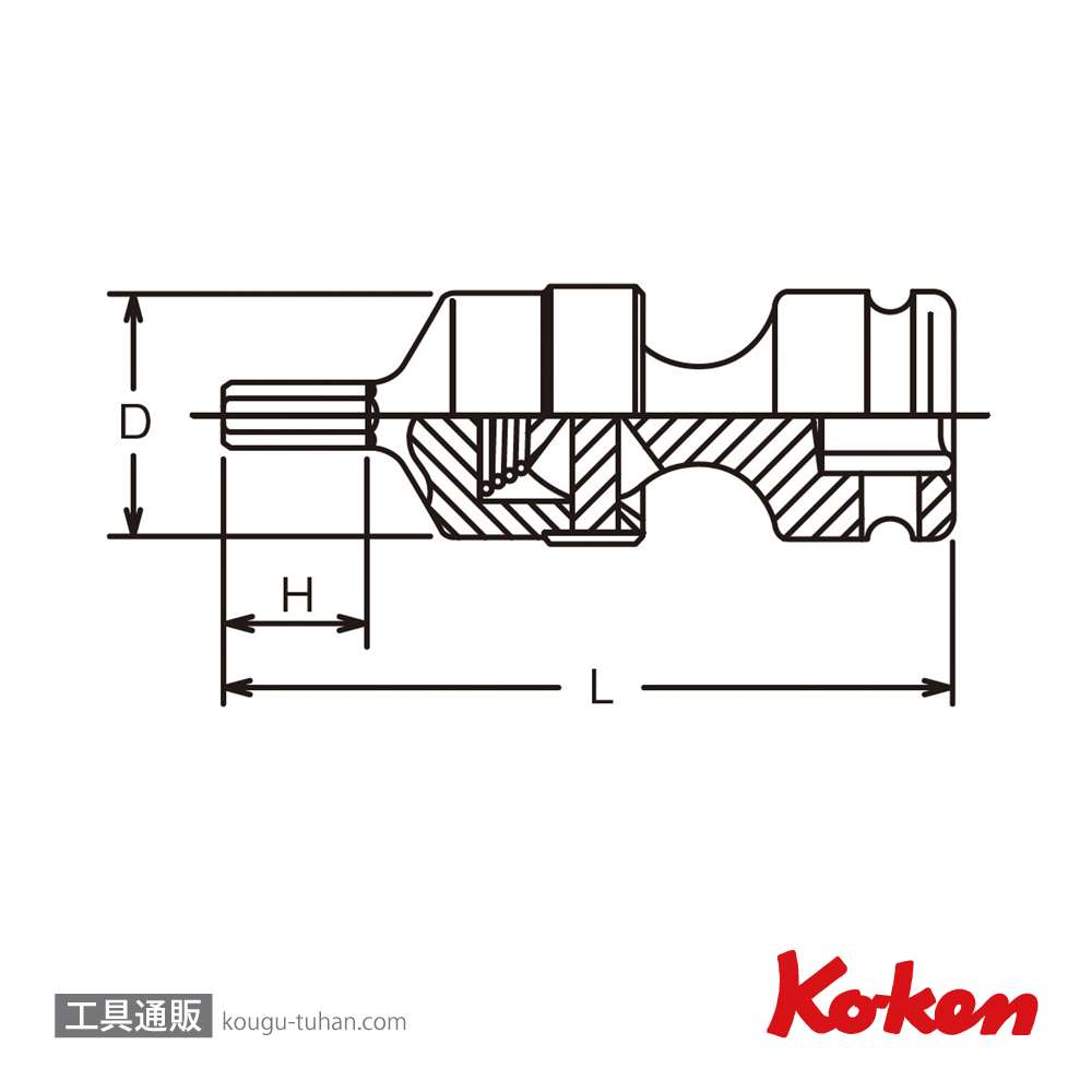 コーケン 13430M-17 3/8"インパクトヘックスビットユニバーサルソケットの画像