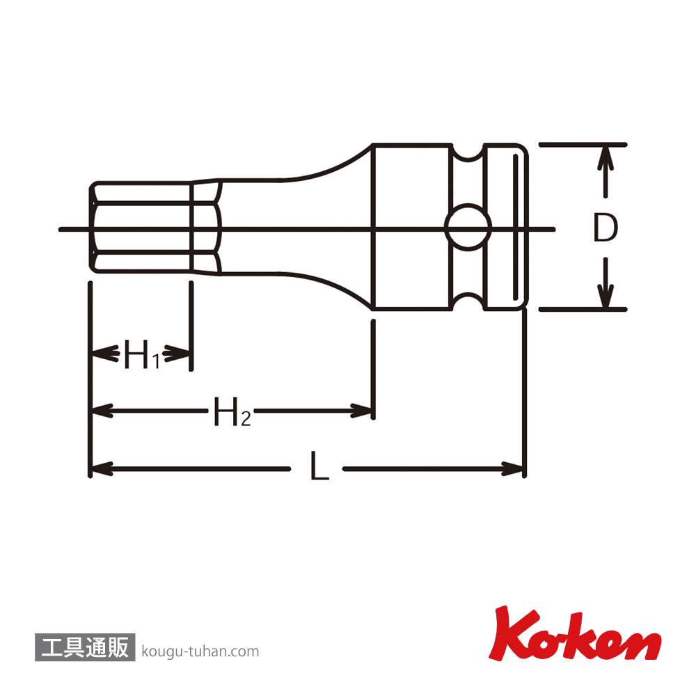 コーケン 13012M.52-7 3/8"インパクトヘックスビットソケット 7mmの画像