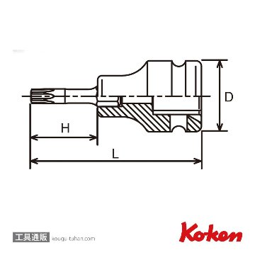 コーケン 13025.50-T20 3/8"インパクトトルクスビットソケット T20の画像