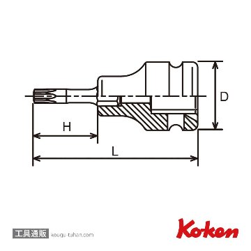 コーケン 14025.60-T20 1/2"インパクトトルクスビットソケット T20画像