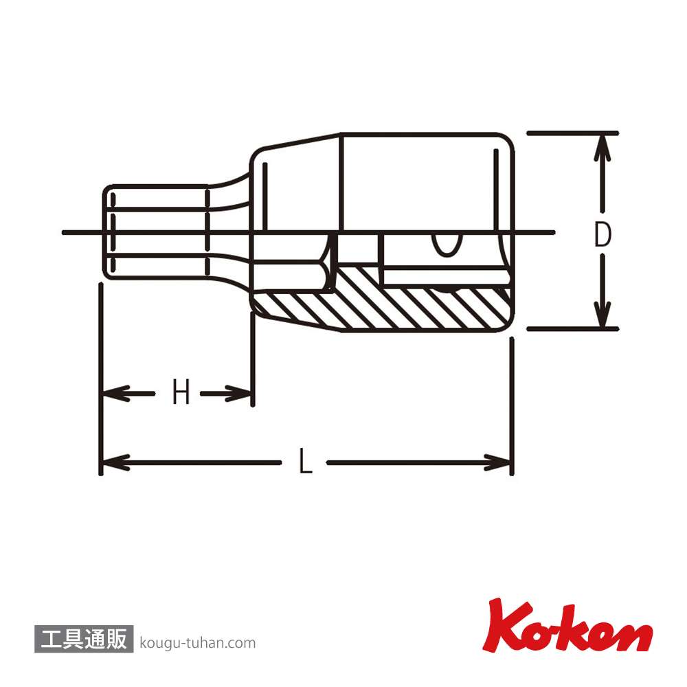 コーケン 2010M.100-3 1/4"ヘックスビットソケット 3mm画像