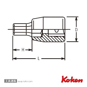 コーケン 2010M.100-3 1/4"ヘックスビットソケット 3mmの画像