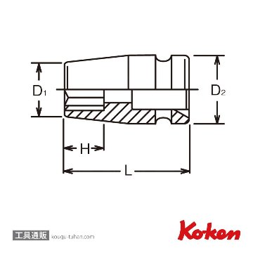 コーケン 14415M-19 1/2"インパクト2重4角ソケット 19mmの画像