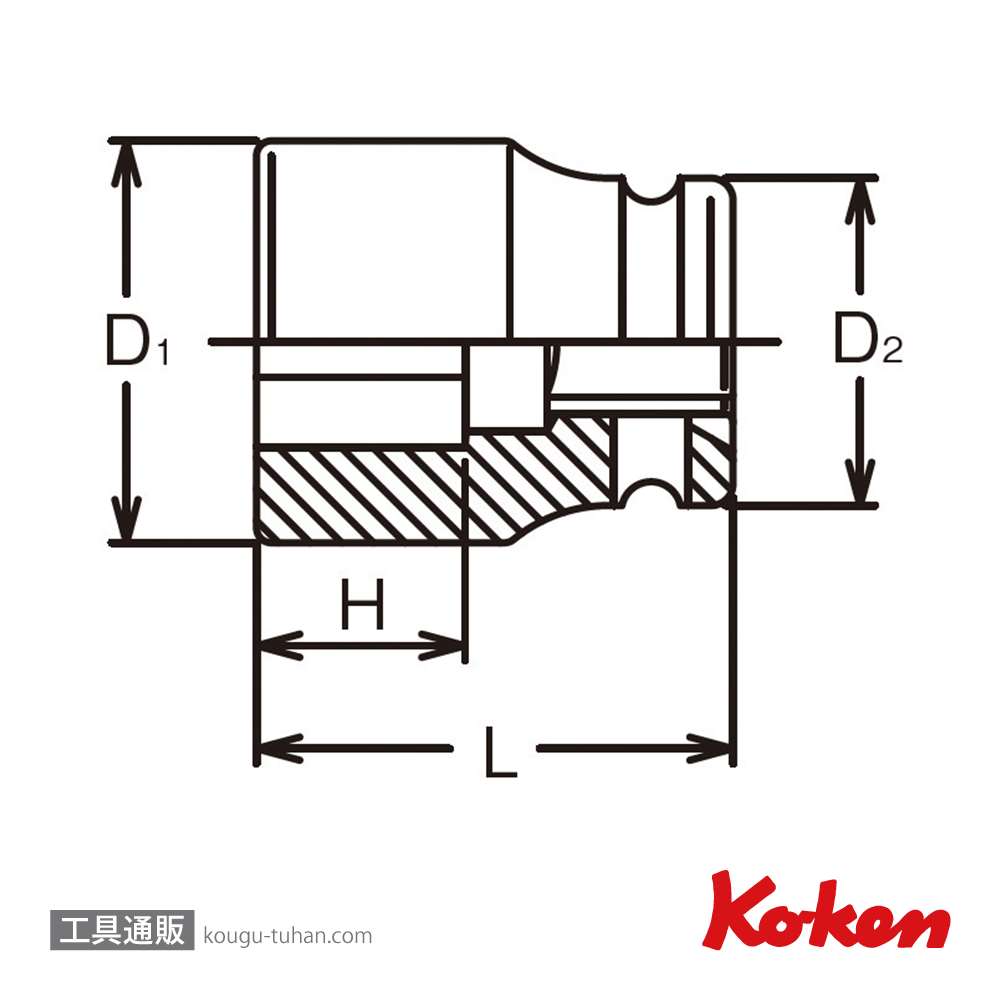コーケン 14400-10WN 1/2"インパクトウエルドナットソケット 10mmの画像