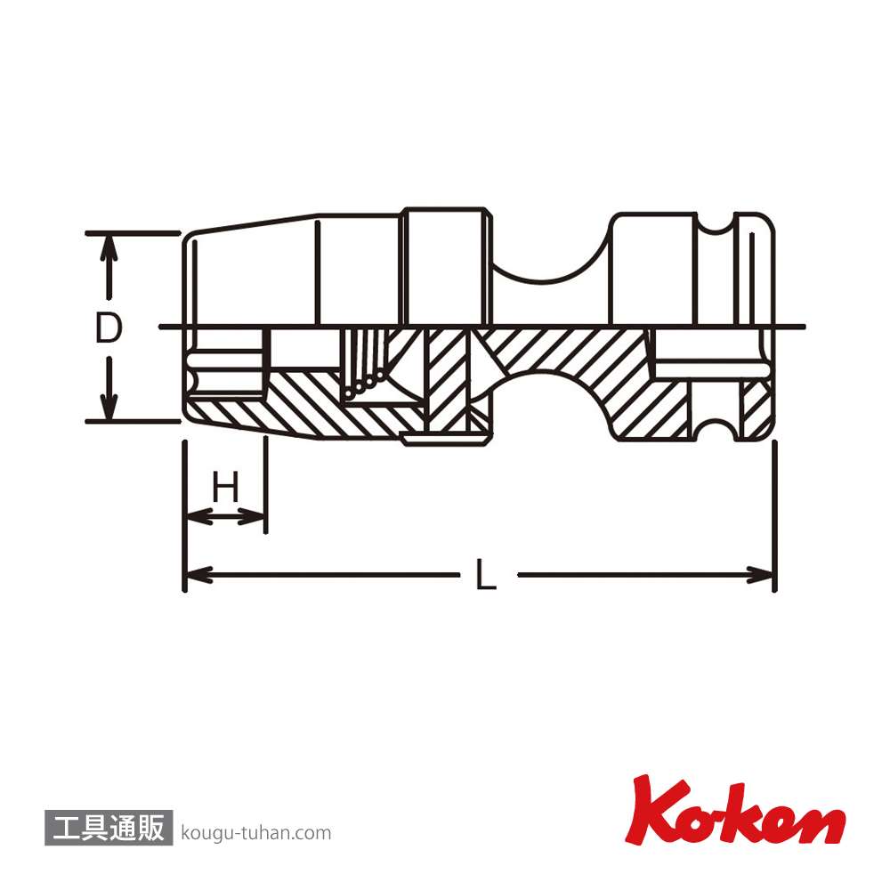 コーケン 13440T-E10 3/8"インパクトトルクスユニバーサルソケット E10の画像