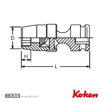 コーケン 13440T-E12 3/8"インパクトトルクスユニバーサルソケット E12の画像