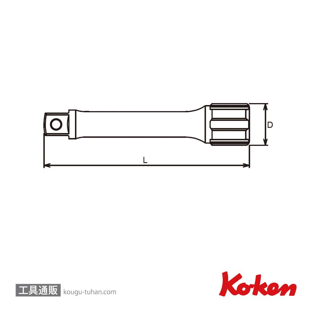 コーケン 3760-150 3/8"エクステンションバー 全長150mm画像