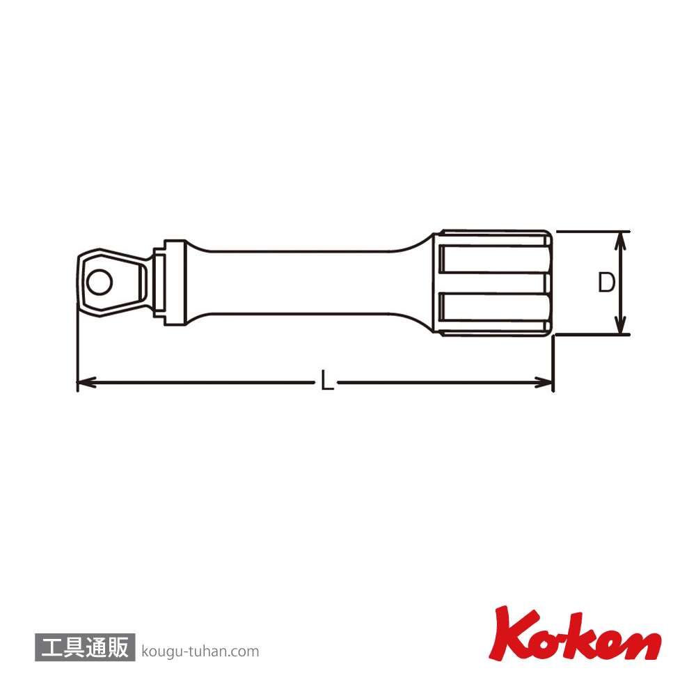 コーケン 3763-75 3/8"オフセットエクステンションバー 全長75mmの画像