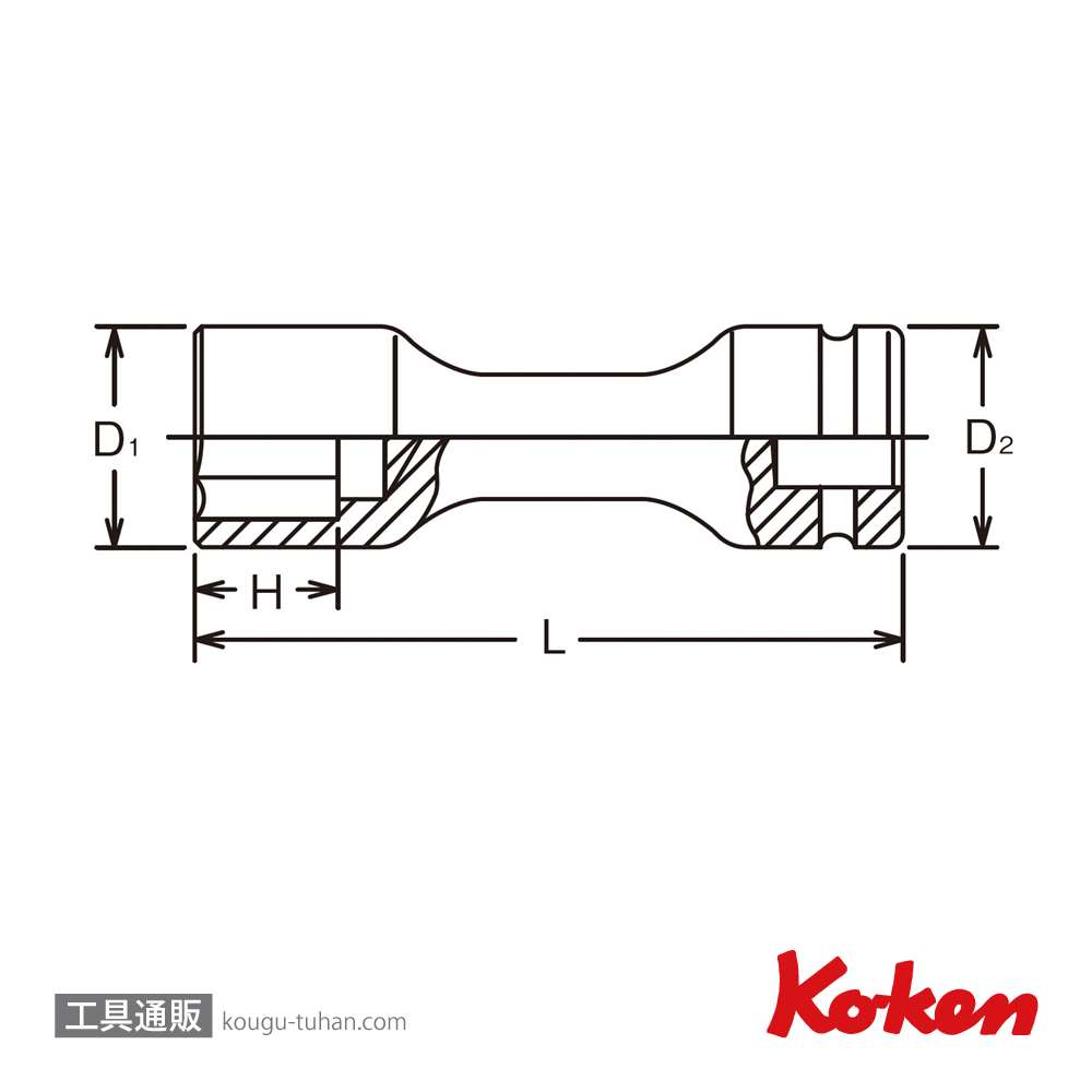 コーケン 18104M-28 1"インパクトエクステンションソケット 28mmの画像