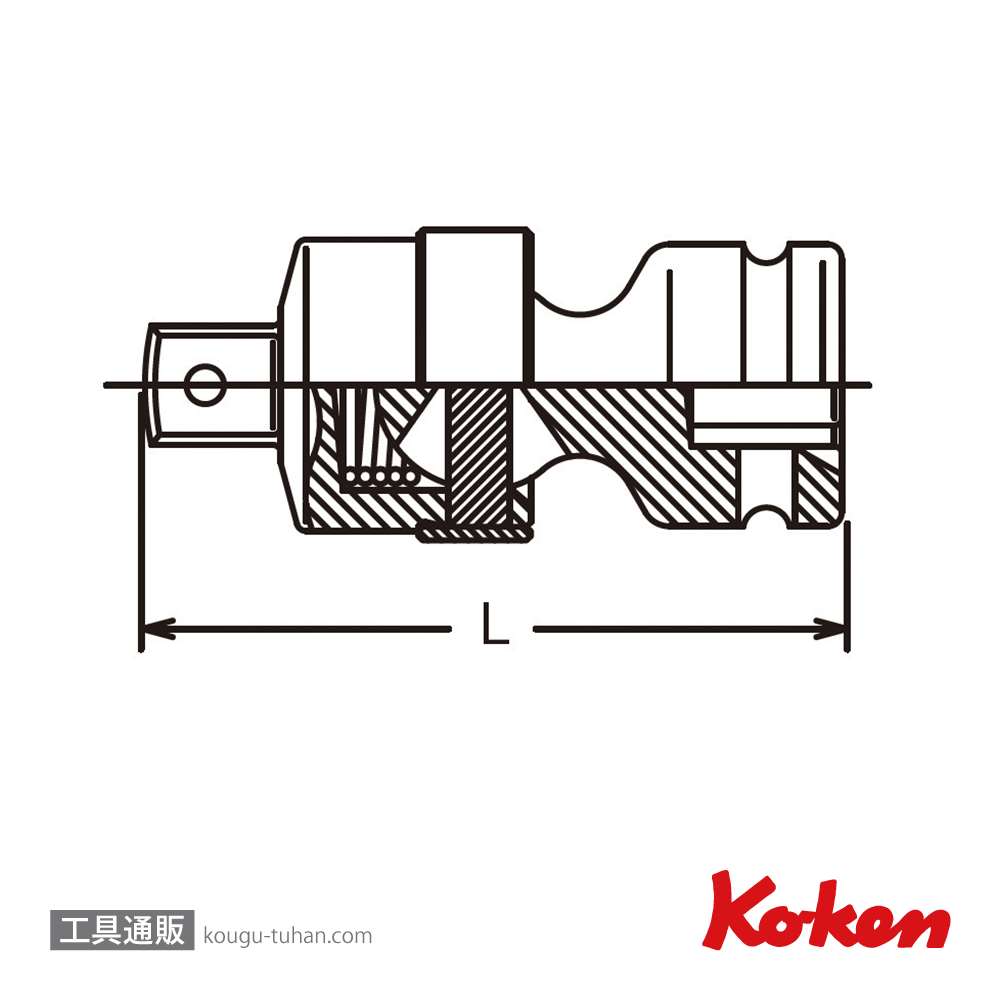 コーケン 12770-B 1/4"インパクトユニバーサルジョイント ボール式の画像