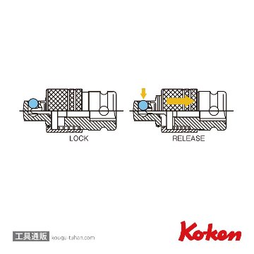 コーケン 12222AL 1/4"インパクトロッキングアダプター画像