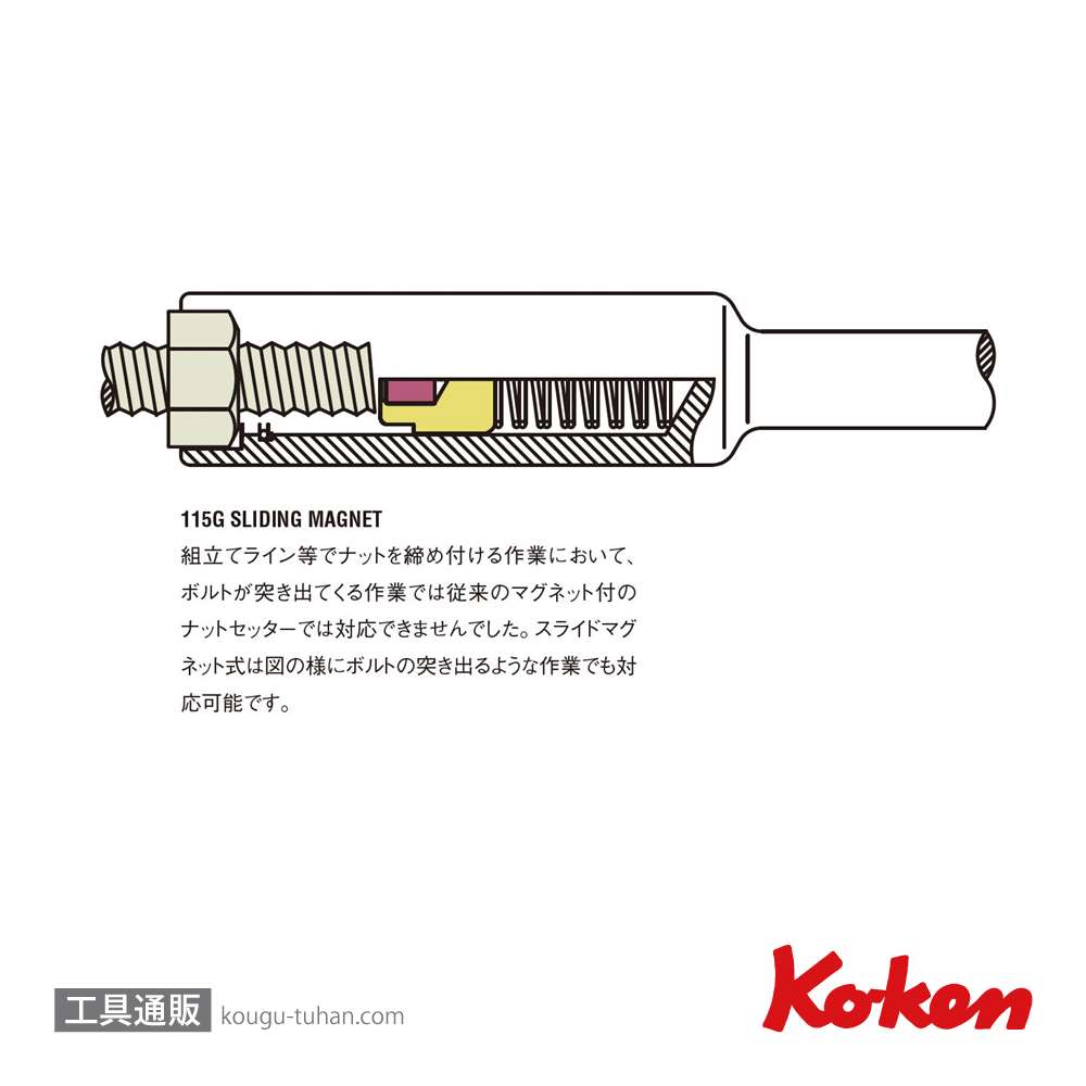 コーケン 115G.100-8 1/4"H ナットセッター(スライドマグネット付)の画像