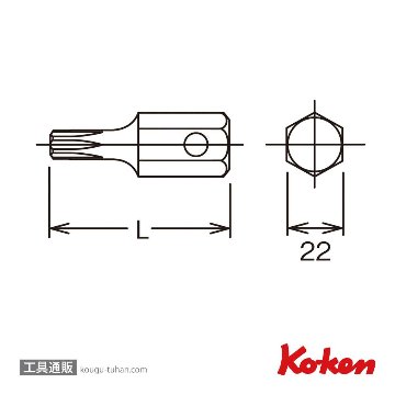 コーケン 107.22-T70 22mmH トルクスビット T70の画像