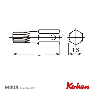 コーケン 107.16-M16 16mmH 3重4角ビット M16の画像