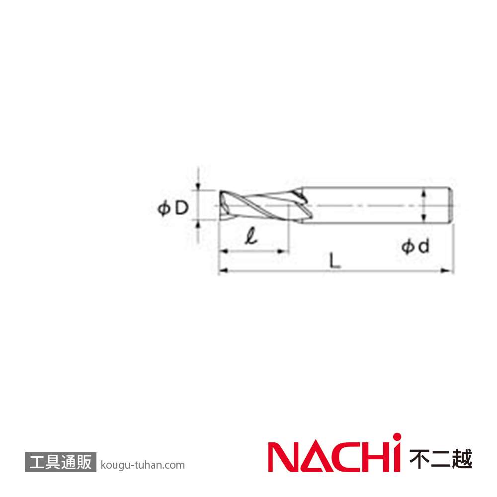 NACHI 2MSGE12 SG-FAX ミディアムエンドミル２枚刃画像