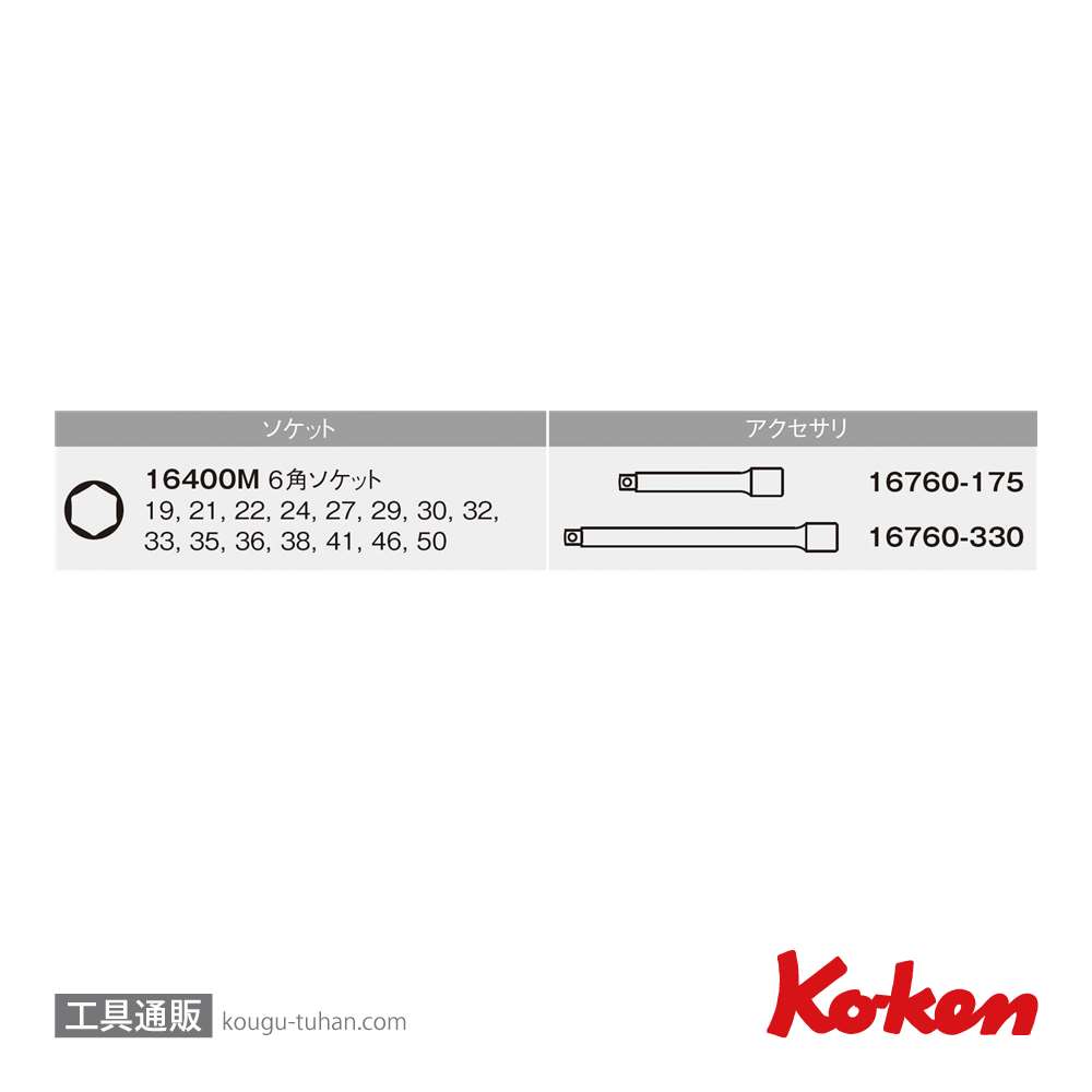 コーケン 16245M 3/4"インパクト6角ソケットセット 17ヶ組の画像