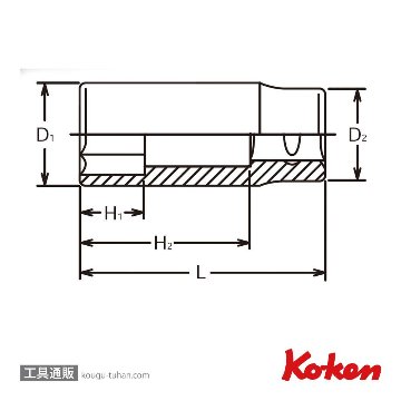 コーケン 6300M-38 3/4"6角ディープソケット 38mm画像