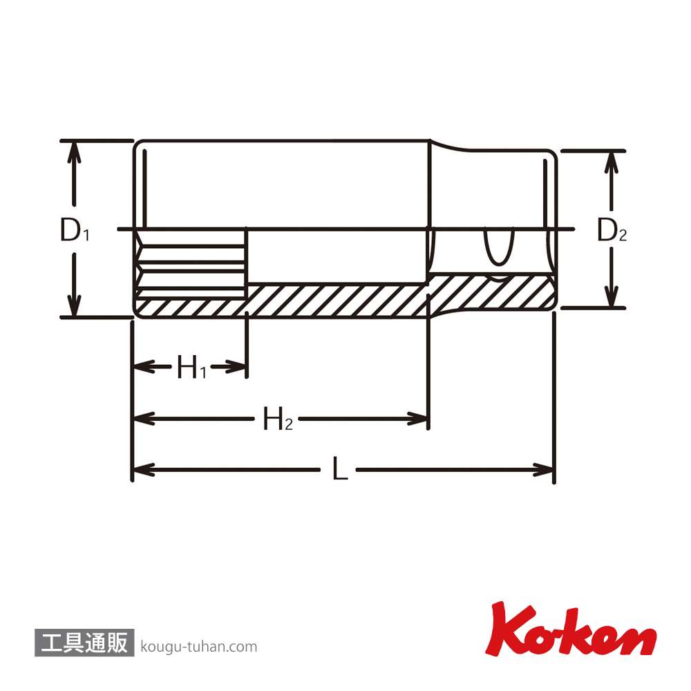 コーケン 6305M-38 3/4"12角ディープソケット 38mm画像