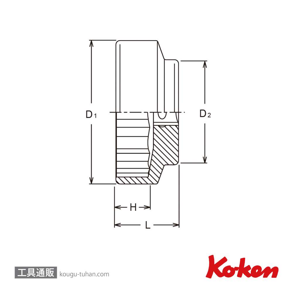 コーケン 4405M-55DU 1/2"ドゥカティリヤホイールナット用12角ソケット画像