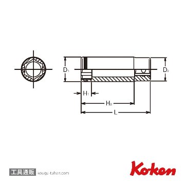 コーケン 3350M-10 3/8"ナットグリップディープソケット 10mmの画像