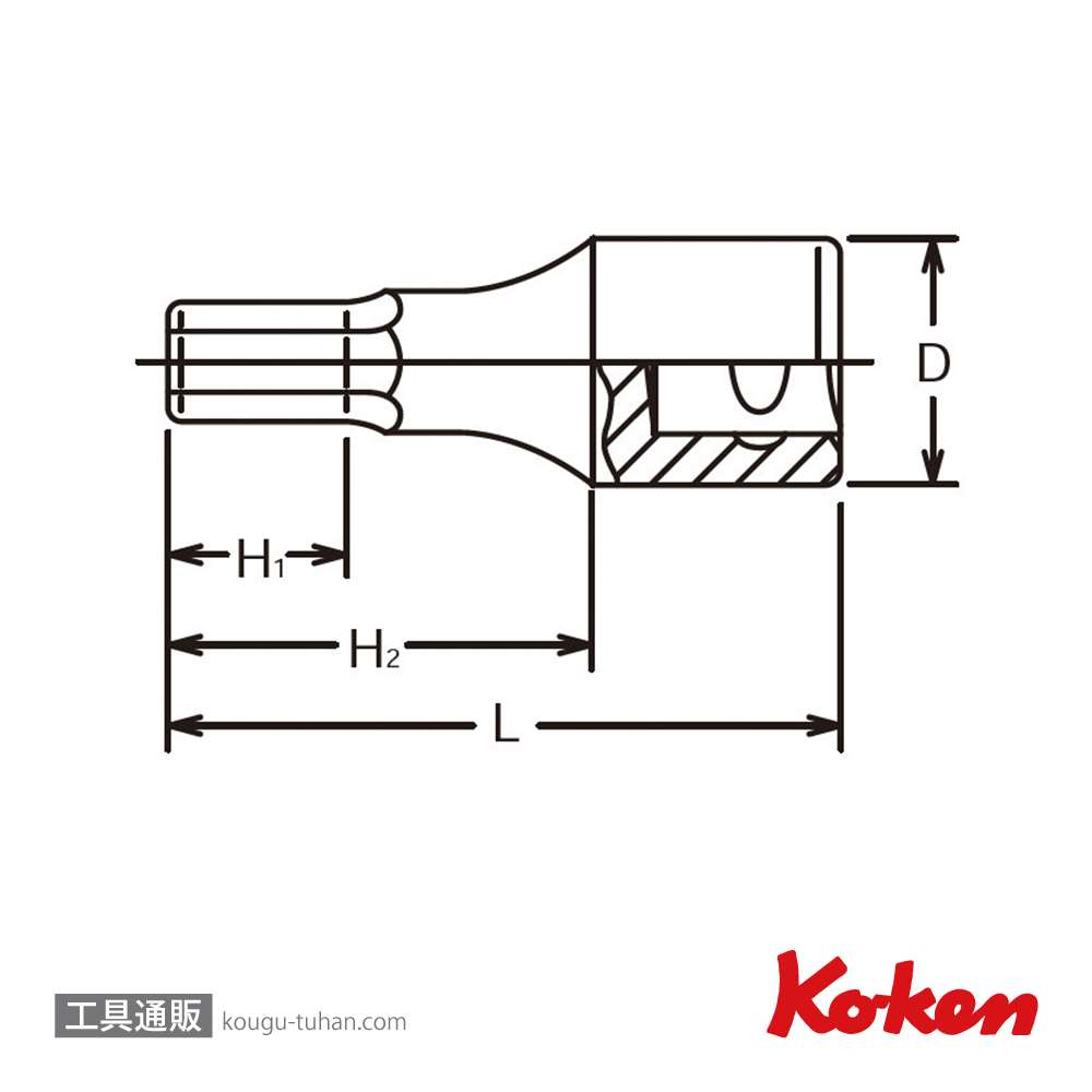 コーケン 4012M.60-8 1/2"ヘックスビットソケット 8mmの画像