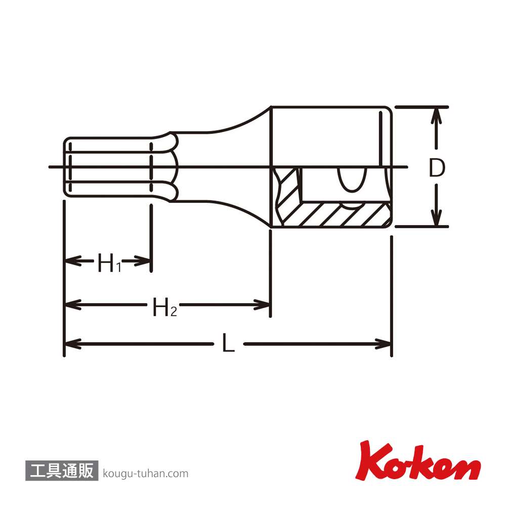 コーケン 4012A.60-3/8 1/2"ヘックスビットソケット 3/8"の画像