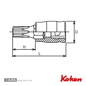 コーケン 2025Z.28-T30 Z-EAL 1/4"トルクスビットソケット T30の画像