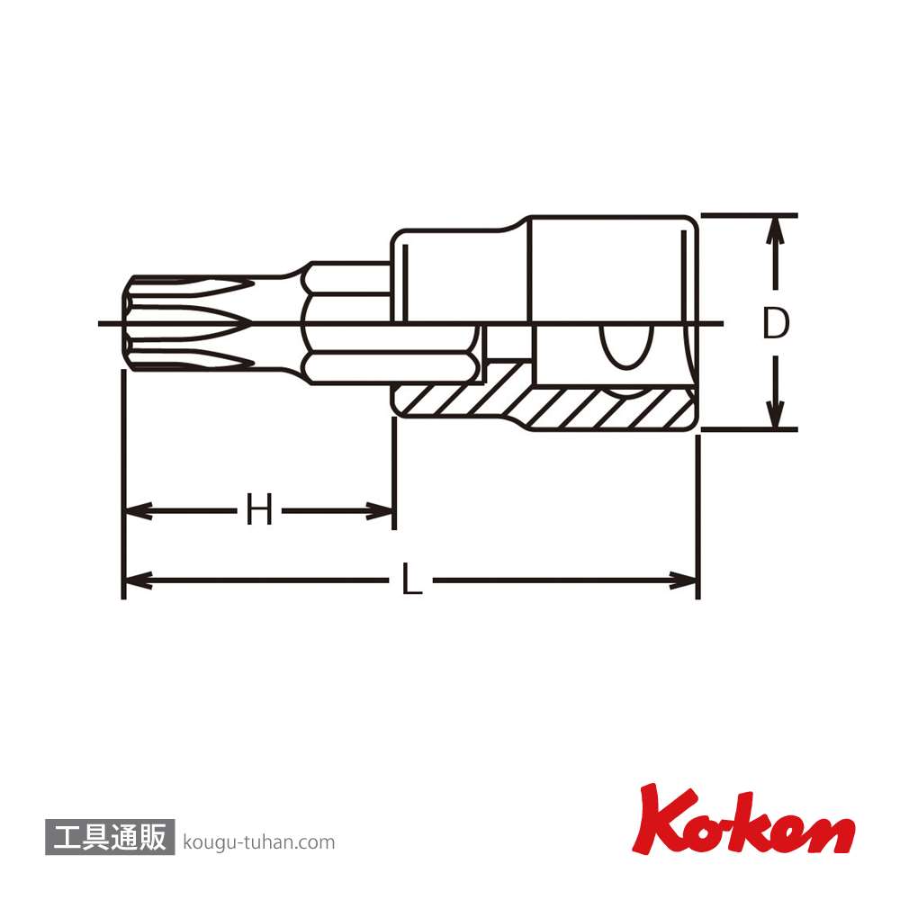 コーケン 3025.50-T30 3/8"トルクスビットソケット T30の画像