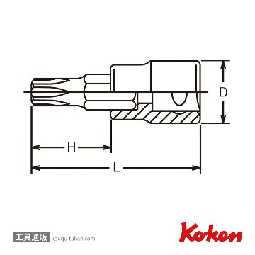 コーケン 4025.140-T80 1/2"トルクスビットソケット T80の画像