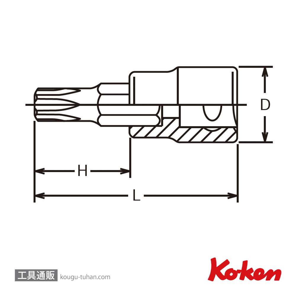 コーケン 3025.50-T30H 3/8"イジリ止めトルクスビットソケットの画像