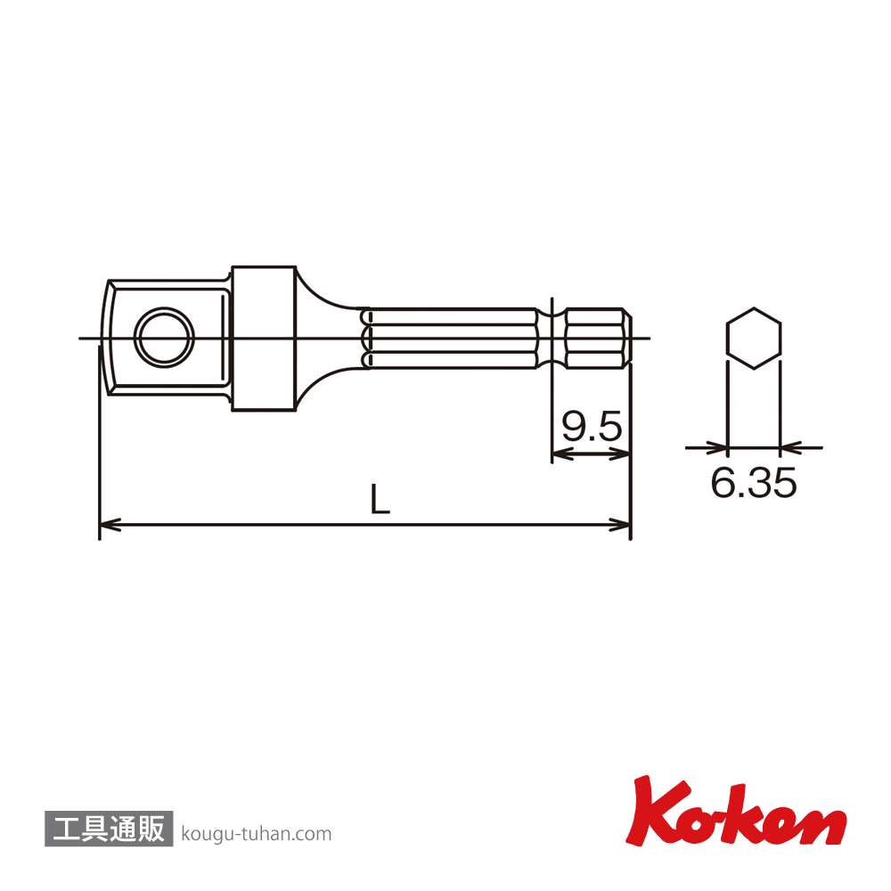 コーケン 135E-60B 1/4"H アダプターの画像