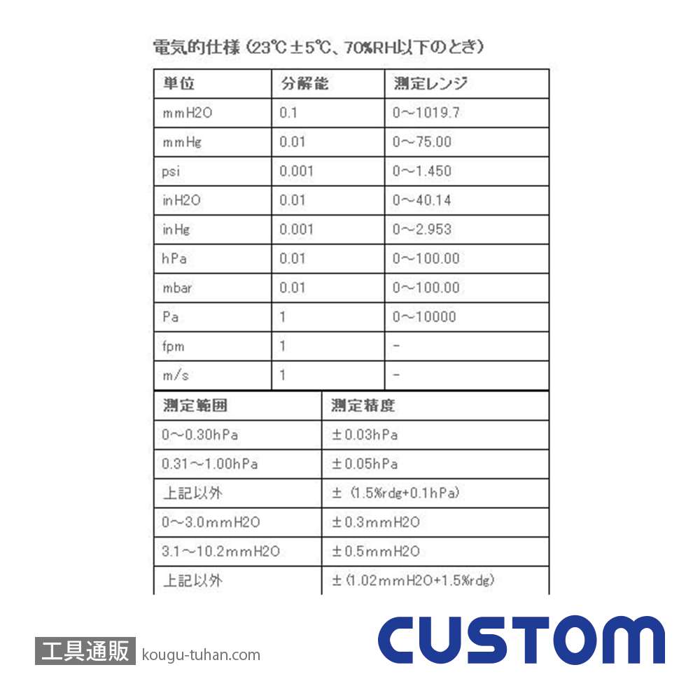 カスタム DPG-01U アルティメットシリーズ差圧計の画像