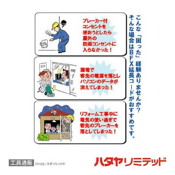 ハタヤ BFX-103KC 延長コード 10M 漏電遮断器付の画像