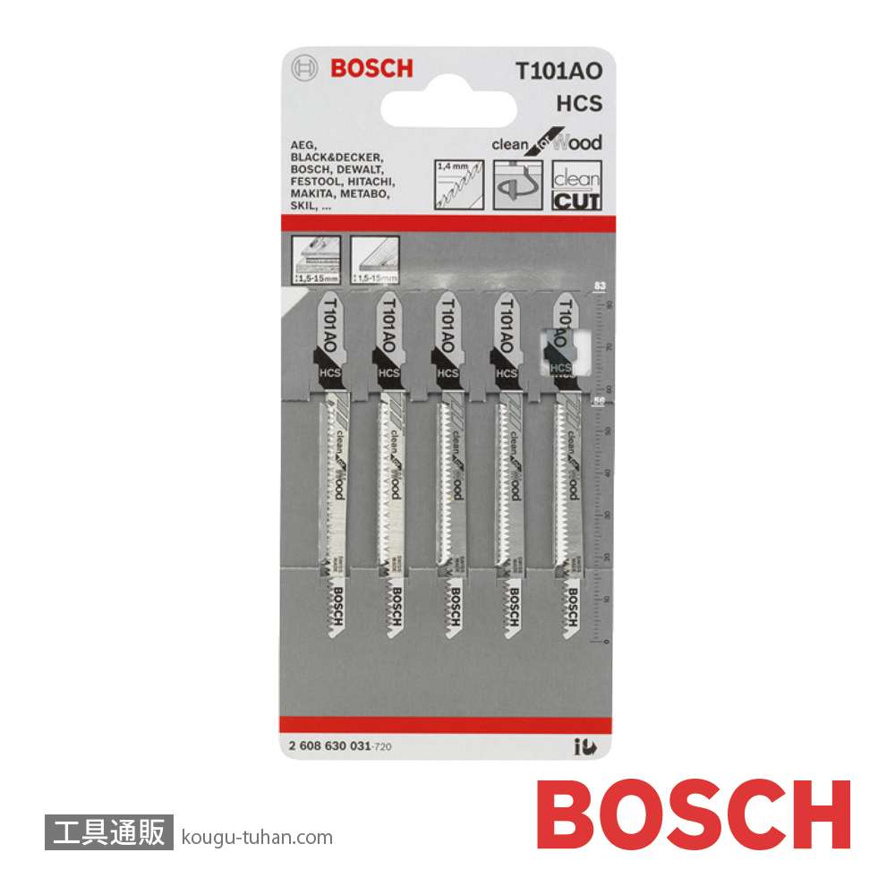 BOSCH T-101AO ジグソーブレード (5本)の画像