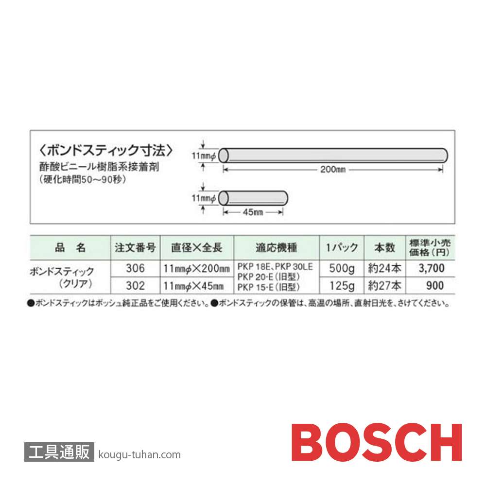 BOSCH 302 ボンドスティック (クリア) 125Gの画像