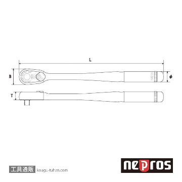 ネプロス NBRC390L (9.5SQ)コンパクトロングラチェットハンドルの画像