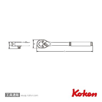 コーケン 2753N 1/4"ラチェットハンドル(ローレットグリップ)の画像