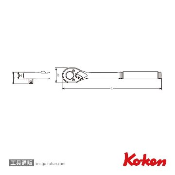 コーケン 4750N 1/2"ラチェットハンドル(ローレットグリップ)の画像