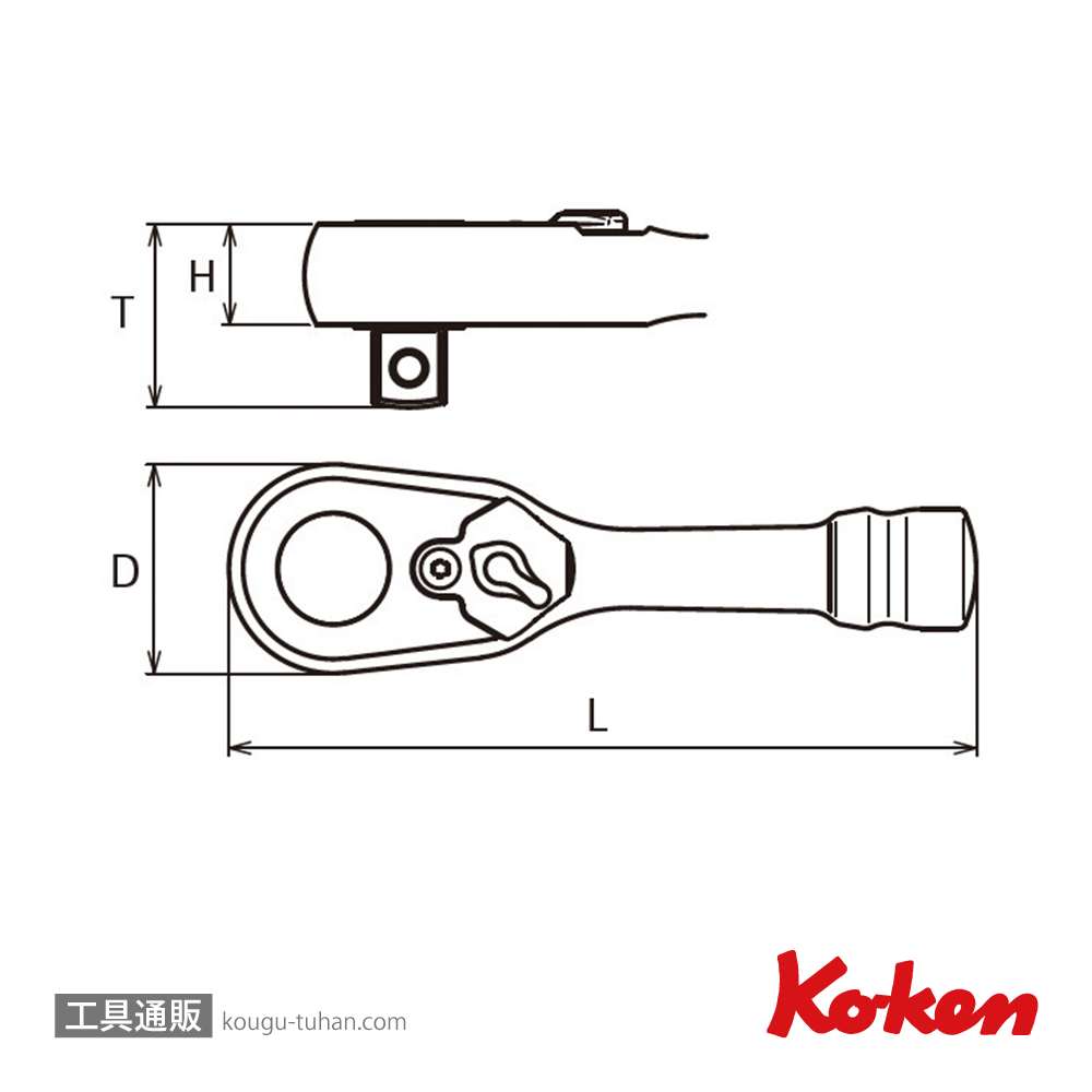 コーケン 3725ZS Z-EAL 3/8"ラチェットハンドル(ショート)の画像