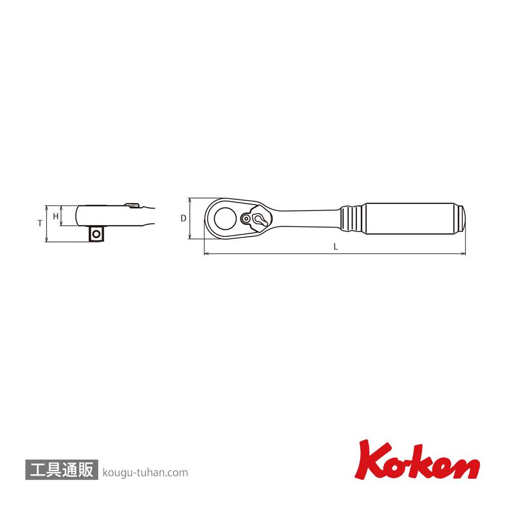 コーケン 3725Z-280 Z-EAL 3/8"ラチェットハンドル(ロング)の画像