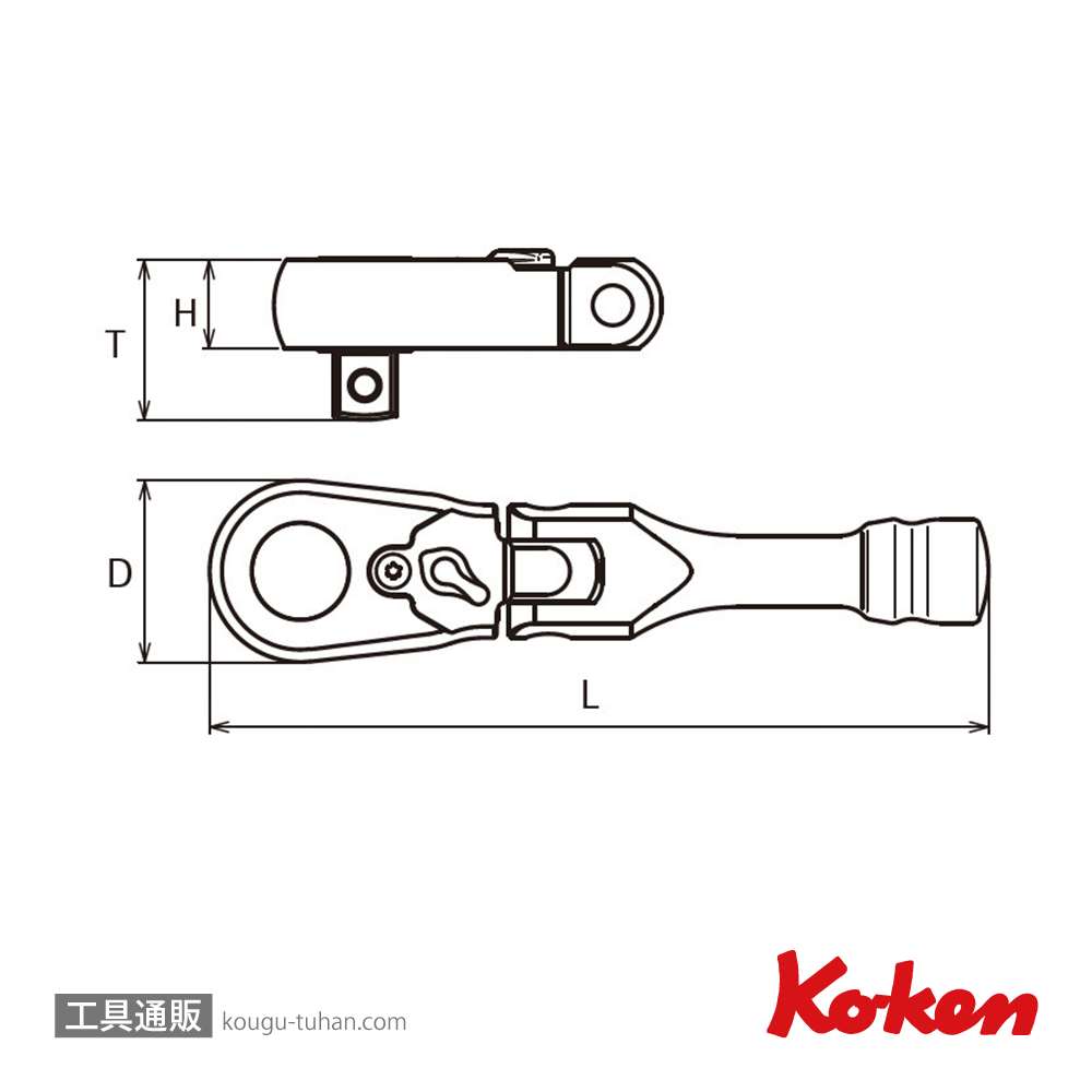 コーケン 3726ZS Z-EAL 3/8"首振ラチェットハンドル(ショート)の画像