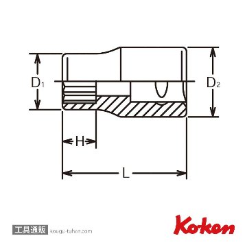 コーケン 3405M-12 3/8"12角ソケット 12mmの画像