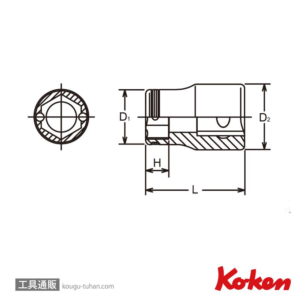 コーケン 3450M-12 3/8"ナットグリップソケット 12mmの画像