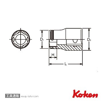 コーケン 3450M-12 3/8"ナットグリップソケット 12mmの画像